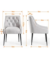 Dyhome Modern Dining Chairs Set of 4, Mid Century Kitchen with 5.12” Cushions and Metal Legs, Upholstered Back