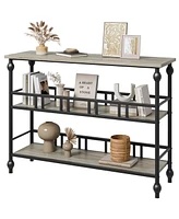 gaomon Narrow Entryway Table with Storage 43" 3-Tier Sofa Tables Industrial Console Table with Storage/Display Shelf Hallway Table for Living Room