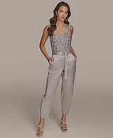 Donna Karan New York Women's Belted Satin Cargo Pants