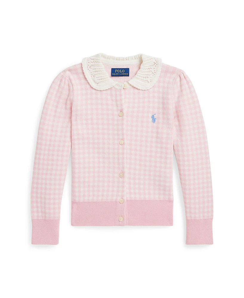 Polo Ralph Lauren Toddler and Little Girls Gingham Cotton V-Neck Cardigan