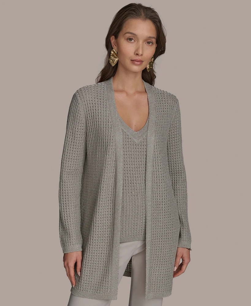 Donna Karan New York Women's Metallic Open-Weave Cardigan