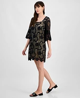 Anne Klein Women's Lace Square-Neck Bell-Sleeve Dress