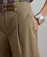 Lauren Ralph Women's Buckle-Trim Pleated Cotton Twill Shorts