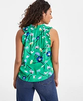 On 34th Women's Ruffled V-Neck Sleeveless Top, Exclusively at Macy's