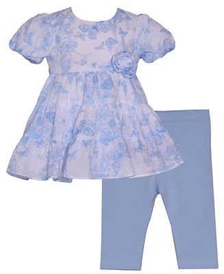 Bonnie Baby Girls 2-Piece Clip Dot Toile Outfit