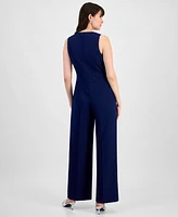 Anne Klein Women's Surplice-Neck Pleated-Waist Jumpsuit