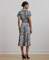 Lauren Ralph Women's Floral Belted Crepe Dress