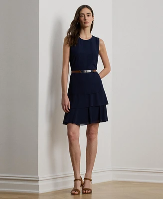 Lauren Ralph Women's Crinkle Georgette Shift Dress