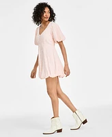 Seni & Cade Juniors' Embroidered Cotton Bubble-Hem Dress