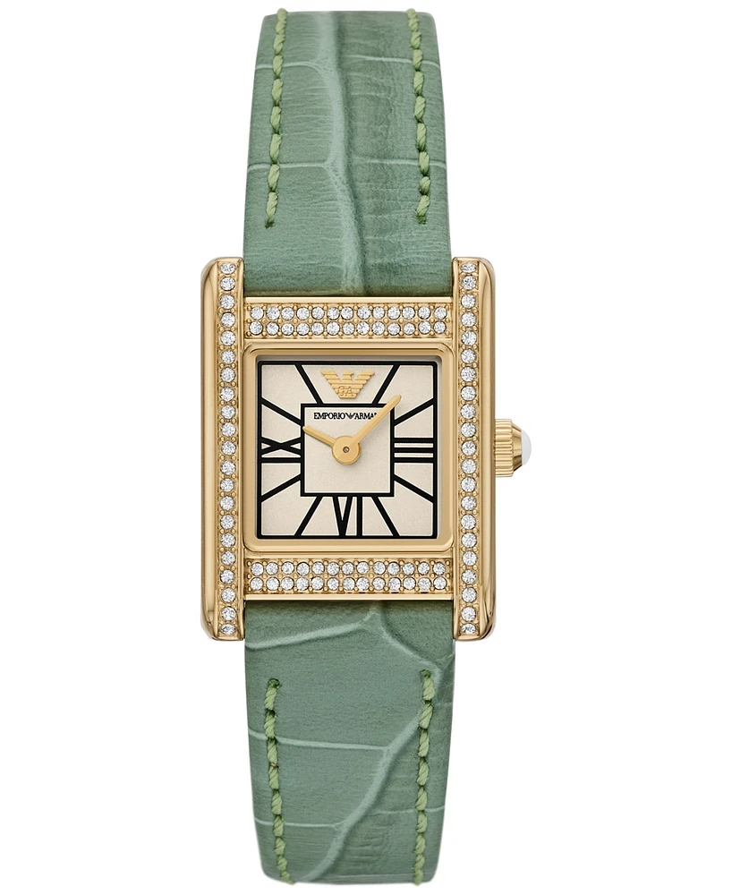 Emporio Armani Women's Green Leather Strap Watch 20mm