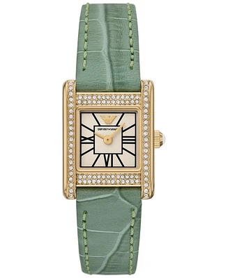 Emporio Armani Women's Green Leather Strap Watch 20mm