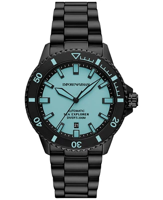 Emporio Armani Men's Automatic Sea Explorer Black-Tone Stainless Steel Bracelet Watch 43mm