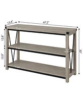 gaomon Farmhouse Entryway Table,47 Inch Narrow Long Console Table with Storage, 3 Tier Wood Console Table for Living Room