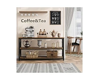 gaomon 55 Inch Entryway Table, Narrow Long Console Table With Storage, 3 Tier Wood Sofa Table