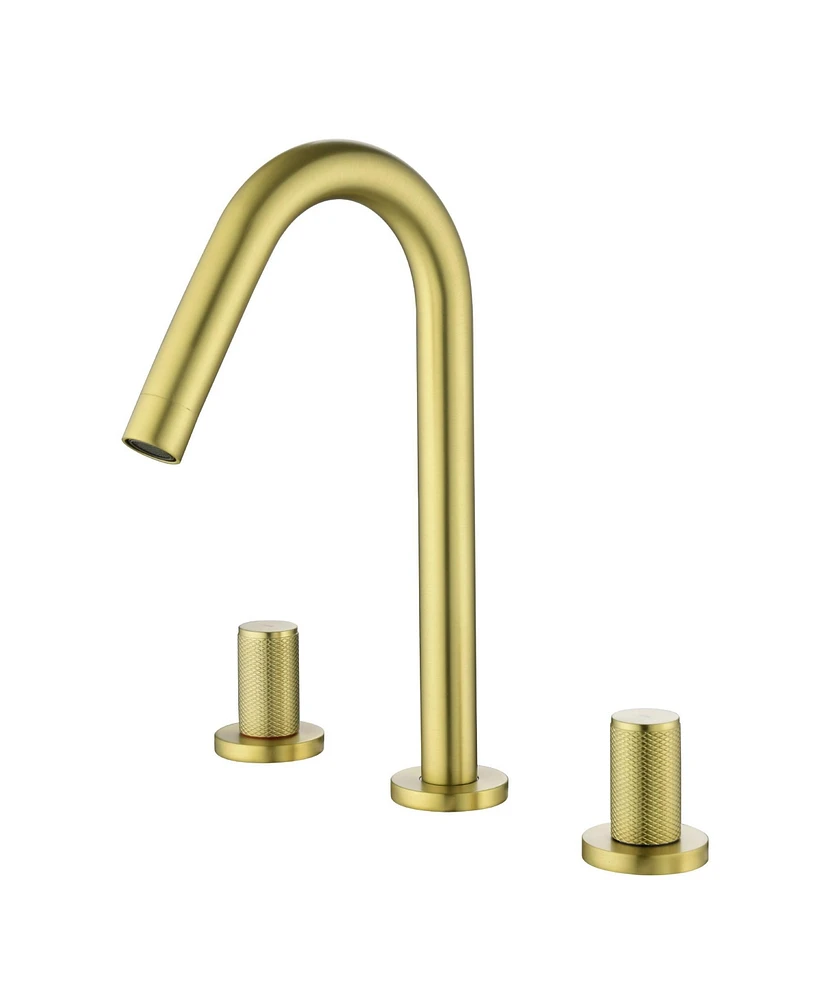 Double Handle 8-Inch Center Wide-Spread Bathroom Faucet with cUPC Lead-Free Hose
