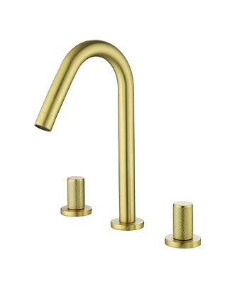 Double Handle 8-Inch Center Wide-Spread Bathroom Faucet with cUPC Lead-Free Hose