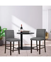 Gymax Set of Bar Stools Linen Fabric Counter Height Chairs for Kitchen Island