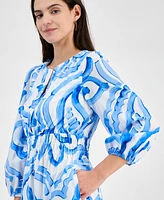 julia jordan Women's Printed Blouson-Sleeve Midi Dress