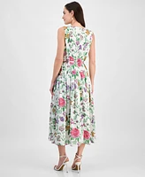 julia jordan Women's Floral-Print V-Neck Sleeveless Dress