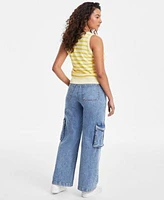 On 34th Womens Striped Sleeveless Sweater Cargo Ankle Length Jeans Exclusively At Macys