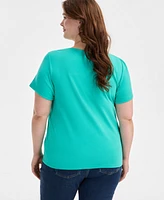 Style & Co Women's Plus Short-Sleeve Scoop-Neck Top