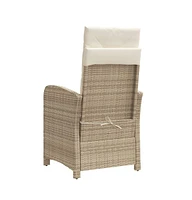 Reclining Patio Chair with Footrest Beige Poly Rattan