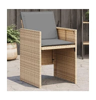 Patio Chairs with Cushions 4 pcs Mix Beige Poly Rattan