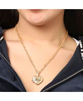 Juicy Couture Gold-Tone Crystal Heart Locket Pendant Necklace