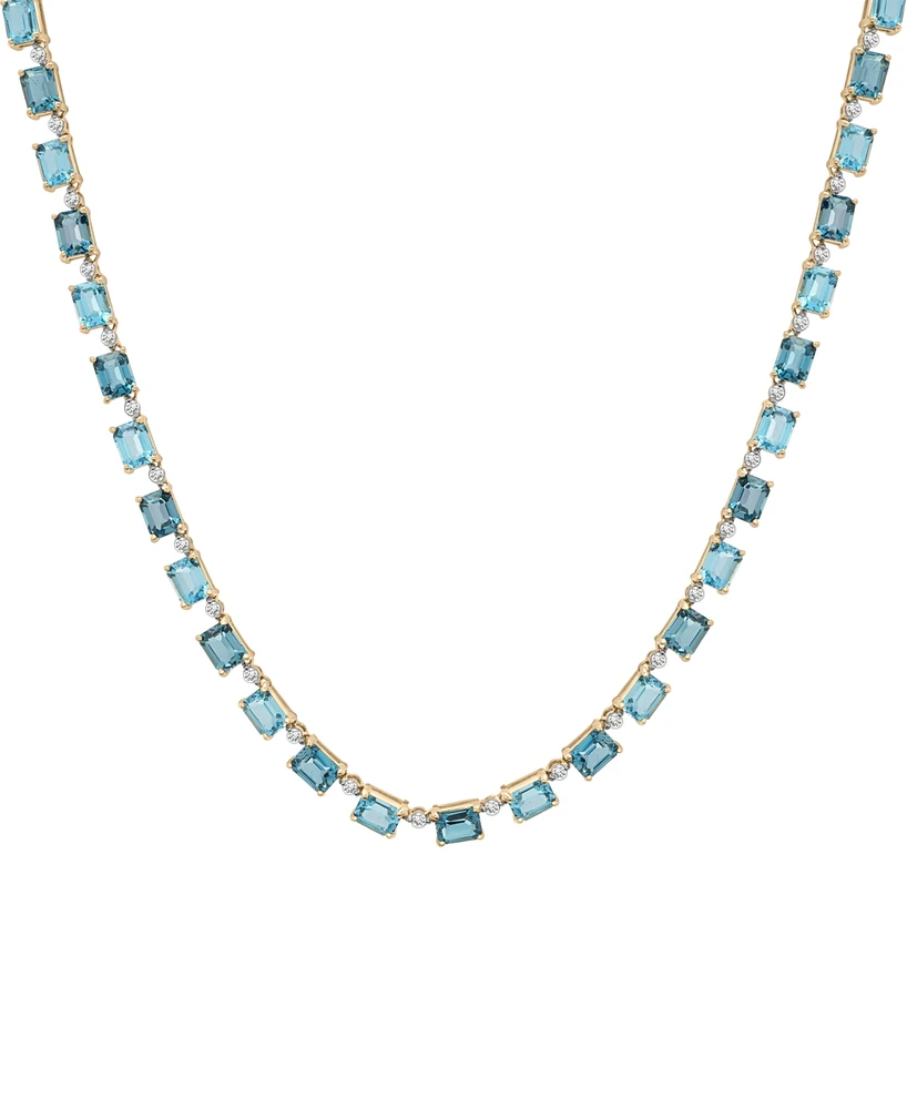London Blue Topaz (5-7/8 ct. t.w.), Blue Topaz (4-7/8 ct. t.w.), & Diamond (3/4 ct. t.w.) 17" Collar Necklace in 14k Gold