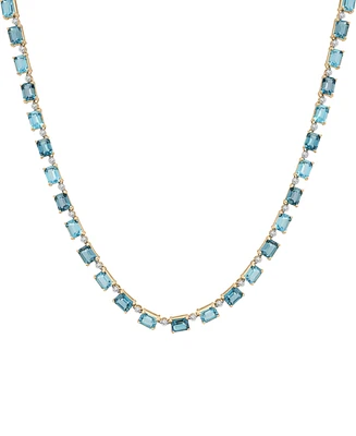 London Blue Topaz (5-7/8 ct. t.w.), Blue Topaz (4-7/8 ct. t.w.), & Diamond (3/4 ct. t.w.) 17" Collar Necklace in 14k Gold