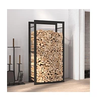 Firewood Rack Matt Black 19.7"x11"x37" Steel
