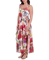 Siena Women's Floral-Print Ruffle-Trim Maxi Dress