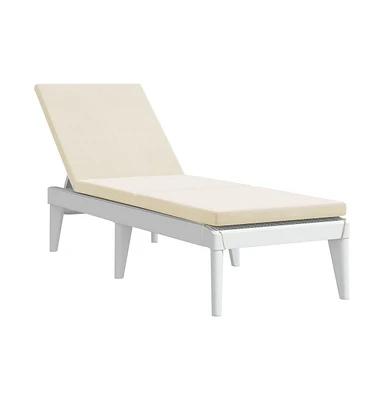 Sun Lounger with Cushion White 73.2"x23.6"x11.4" Pp