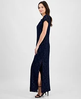 Connected Sequined Lace Column Gown