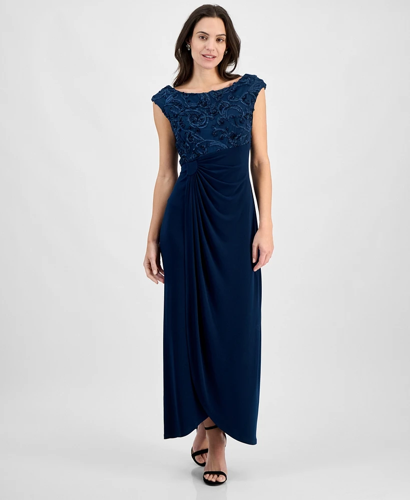 Connected Soutache Faux-Wrap Gown