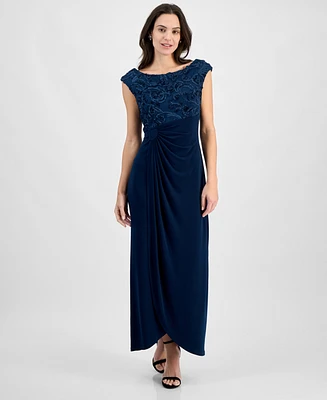 Connected Soutache Faux-Wrap Gown