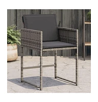 Patio Chairs with Cushions 4 pcs Gray Poly Rattan