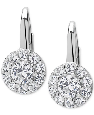 Macy's Lab Grown White Sapphire (2-1/3 ct. t.w.) Round Leverback Earrings in Sterling Silver