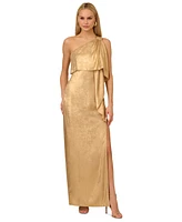 Adrianna by Papell Women's Metallic Layered One-Shoulder Gown