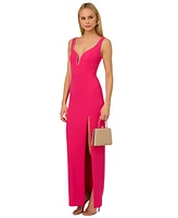 Adrianna by Papell Women's Bead-Trim Sweetheart-Neck Sleeveless Gown