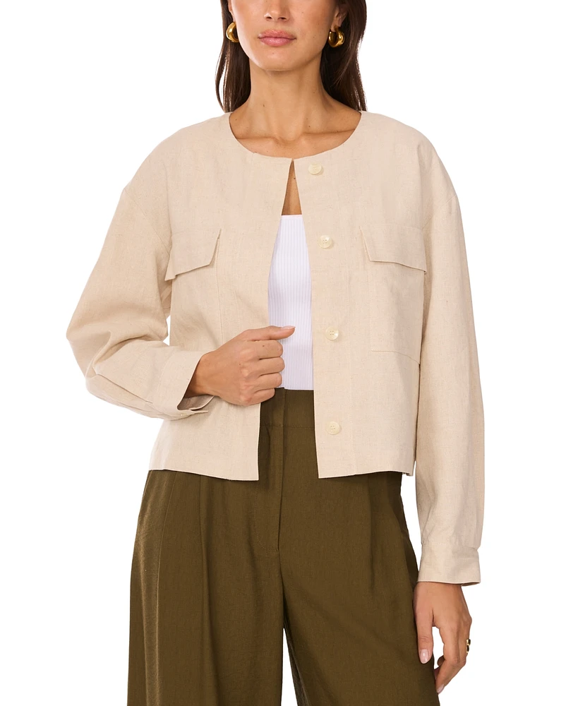 Vince Camuto Women's Linen-Blend Cropped Jacket