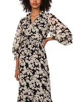 Vince Camuto Women's Floral-Print Smocked-Cuff Maxi Dress