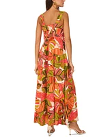 Vince Camuto Women's Printed Square Neck Tiered Maxi Dress