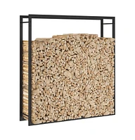 Firewood Rack Matt Black 43.3"x11"x45.7" Steel