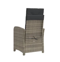 Reclining Patio Chair with Footrest Gray Poly Rattan