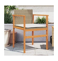Patio Chairs with Cushions 2 pcs Beige Poly Rattan&Solid Wood