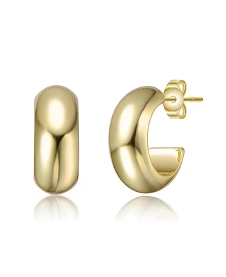 Classic Tubular C-Hoop Earrings White Gold Plated or 14K