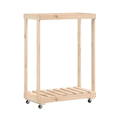 Log Holder with Wheels 30.1"x15.7"x42.5" Solid Wood Pine