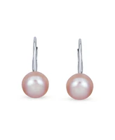 Bling Jewelry Simple Iridescent Peacock Freshwater Pearl Drop Ball Earrings Sterling Silver