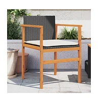 Patio Chairs with Cushions 2 pcs Poly Rattan&Solid Wood